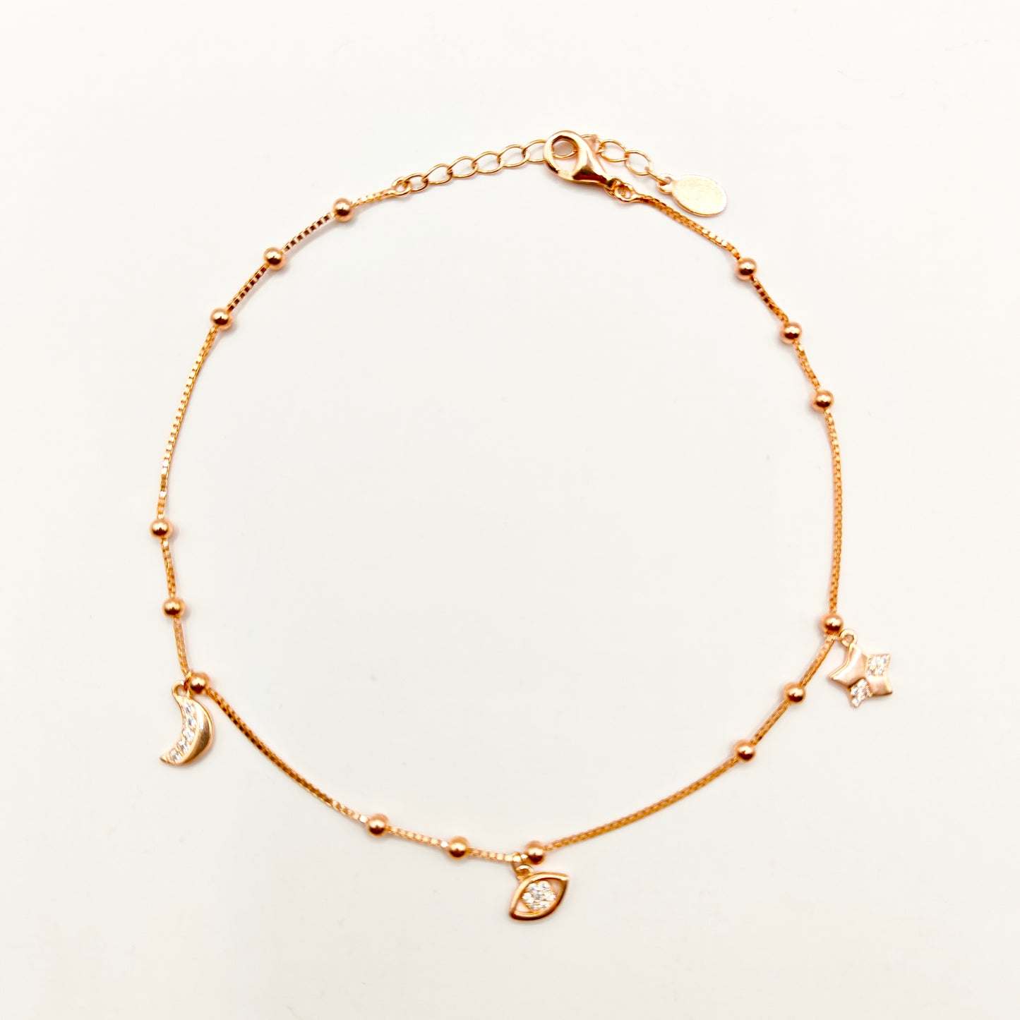 Galaxy Anklet Rosegold Plated 925 Silver