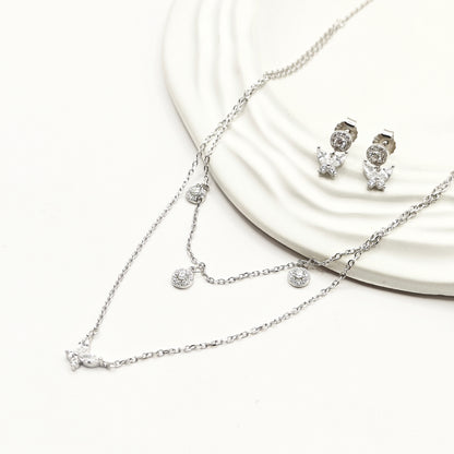 Butterfly Layered Jewellery Set 925 Silver