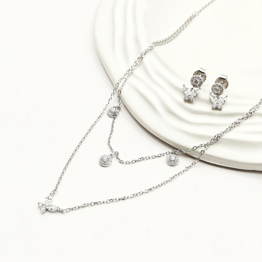 Butterfly Layered Jewellery Set 925 Silver