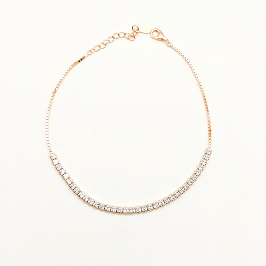 Tennis Rosegold Plated Anklet 925 Silver