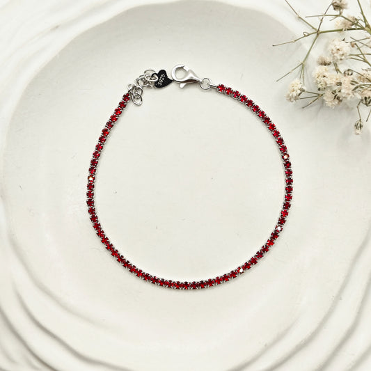 Ruby Red Tennis Bracelet 925 Silver