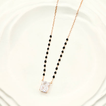 Solitaire Mangalsutra Set Rosegold Plated 925 Silver