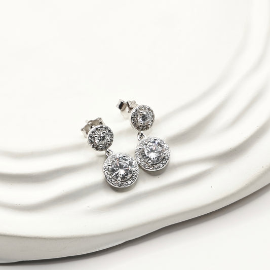 Halo Dangle Earrings 925 Silver
