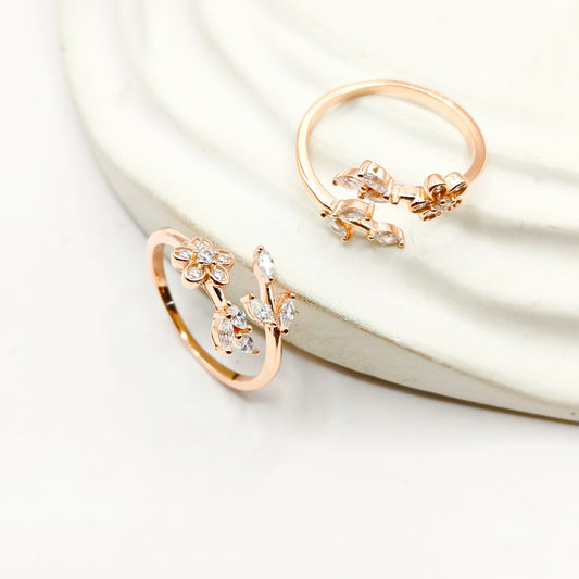 Flower Rosegold Plated Toering 925 Silver