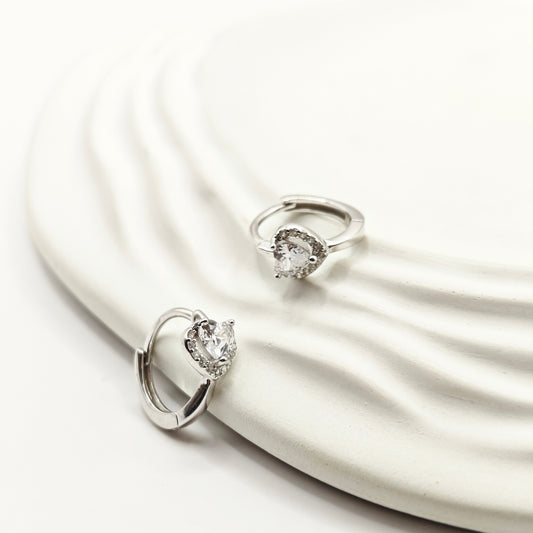 Heart Huggie Earrings 925 Silver