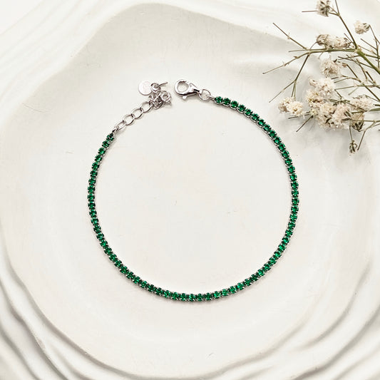 Emerald Tennis Bracelet 925 Silver