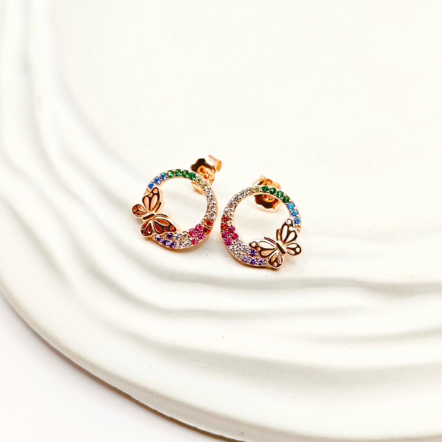 Butterfly Rosegold Plated Jewellery Set 925 Silver