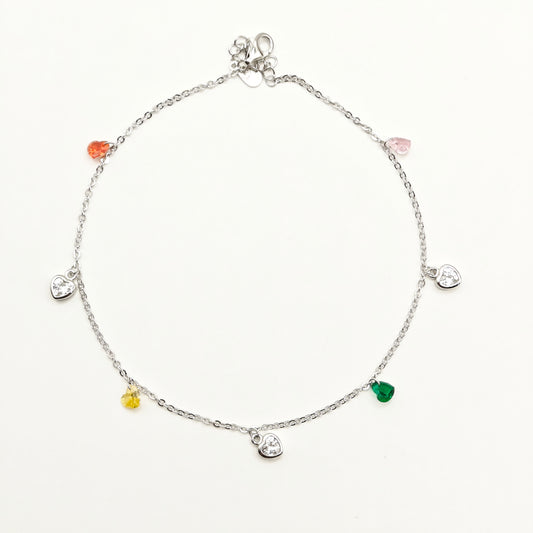 Heart Charm Anklet 925 Silver