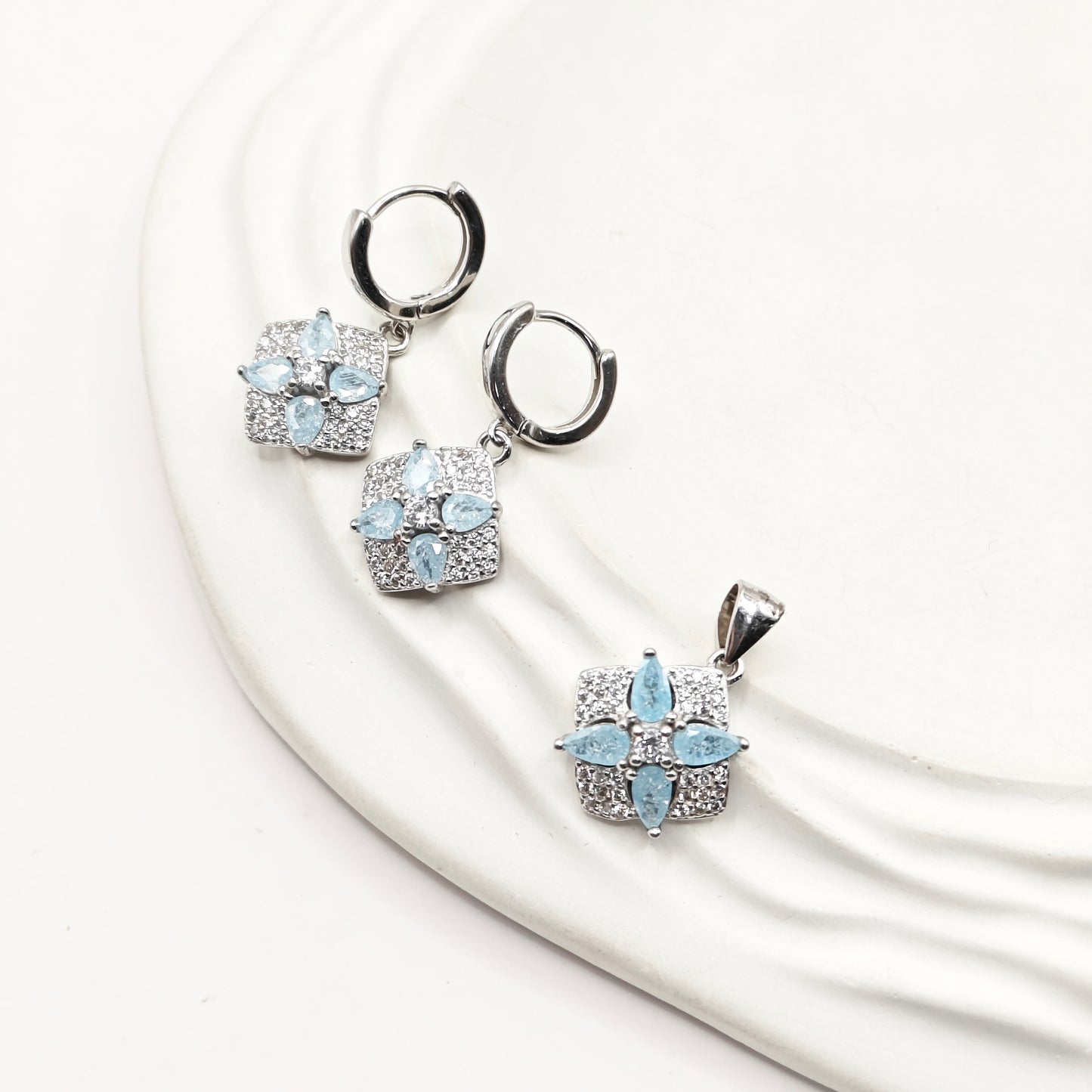 Aquamarine Jewellery Set 925 Silver