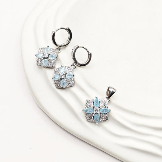 Aquamarine Jewellery Set 925 Silver