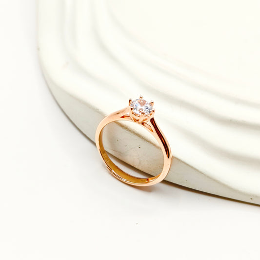 Solitaire Rosegold Plated Toering 925 Silver