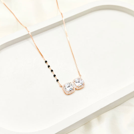Solitaire Rosegold Plated Mangalsutra Necklace 925 Silver