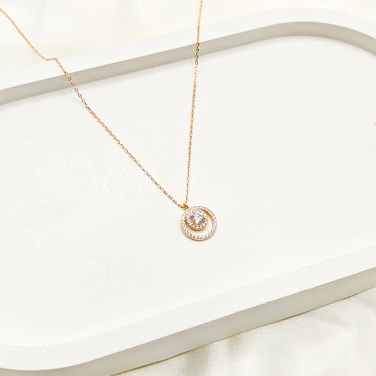 Halo Rosegold Plated Necklace 925 Silver