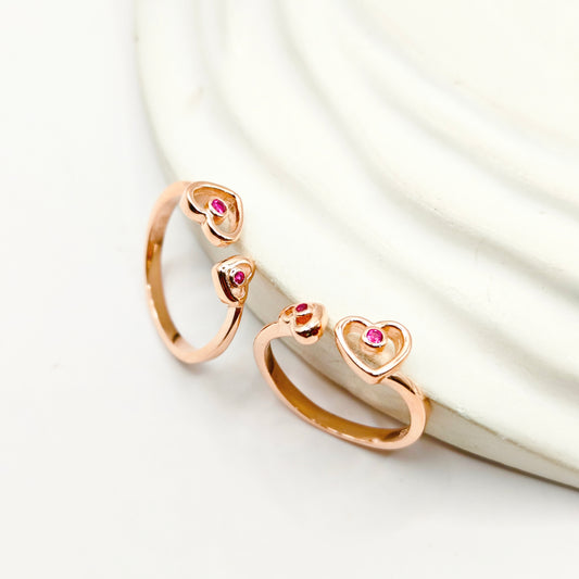 Heart Rosegold Plated Toering 925 Silver