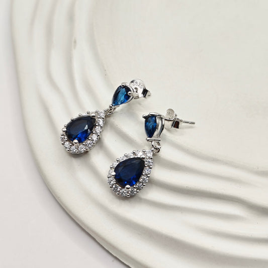 Sapphire Earrings 925 Silver
