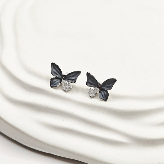Grey Butterfly Earrings 925 Silver