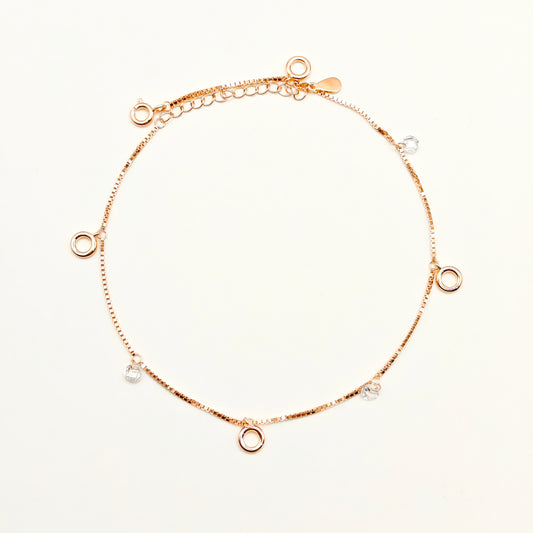 Liza Charm Rosegold Plated Anklet 925 Silver