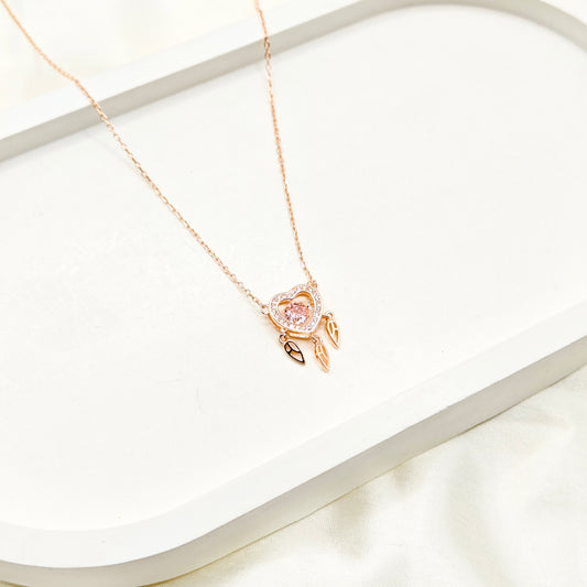 Heart Dreamcatcher Rosegold Plated Necklace 925 Silver