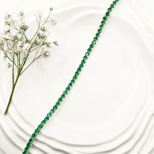 Emerald Tennis Bracelet 925 Silver