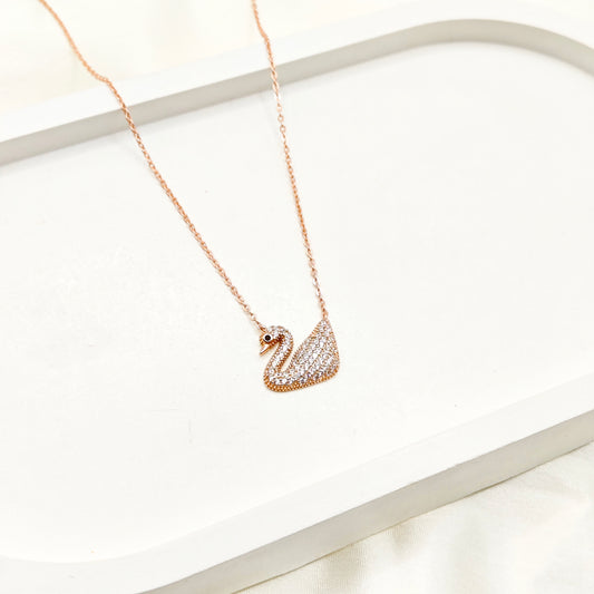 Swan Rosegold Plated Necklace 925 Silver