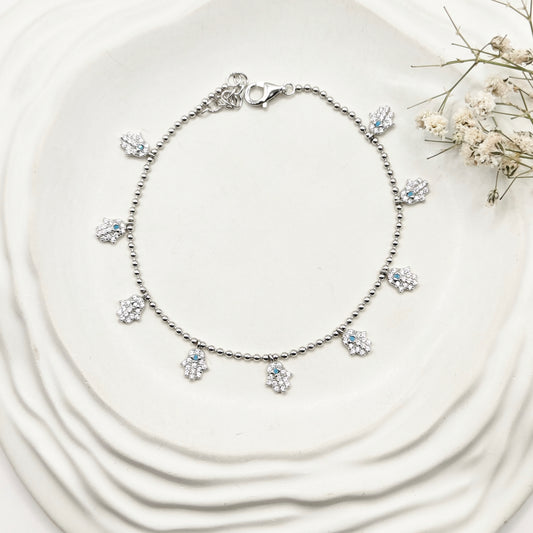 Hamsa Charm Bracelet 925 Silver