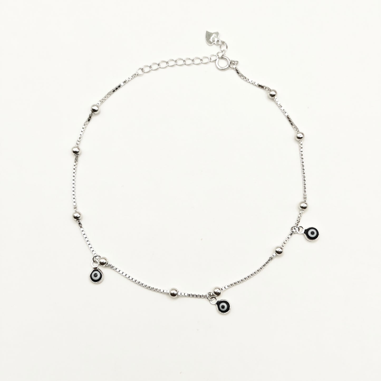 Evil Eye Charm Anklet 925 Silver