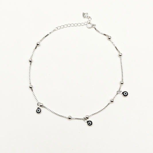 Evil Eye Charm Anklet 925 Silver