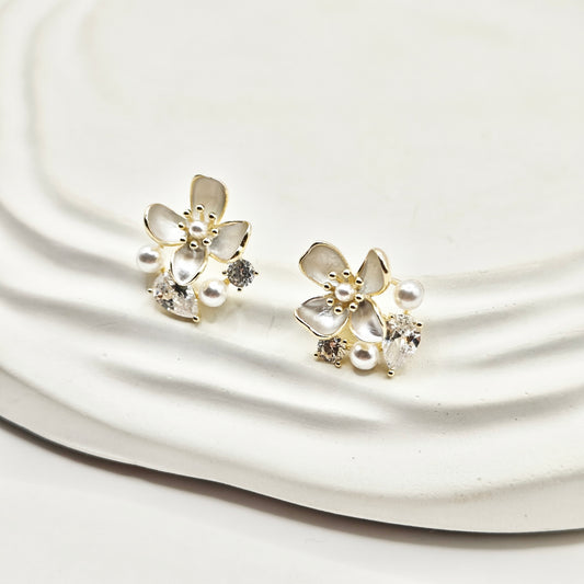 Flower Gold plated Earrings 925 Silver