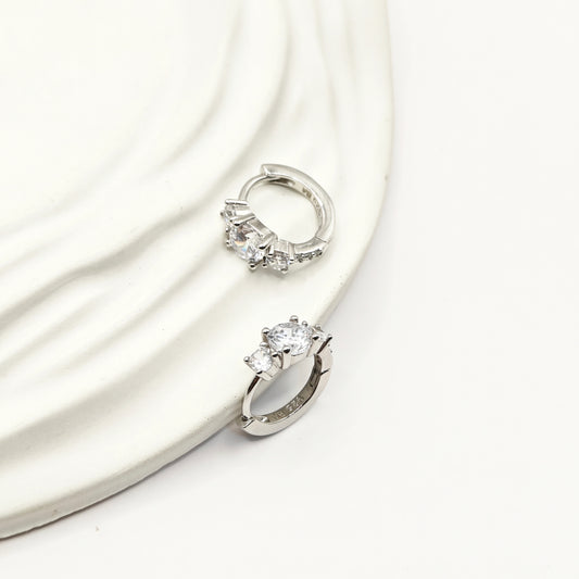Solitaire Hoop Earrings 925 Silver