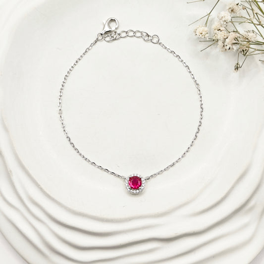 Ruby Solitaire Bracelet 925 Silver
