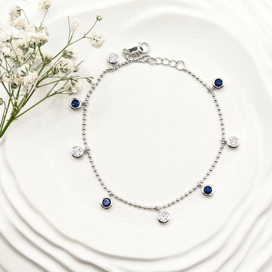Blue Charm Bracelet 925 Silver