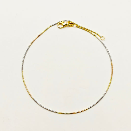 Classic Three-Tone Anklet 925 Silver