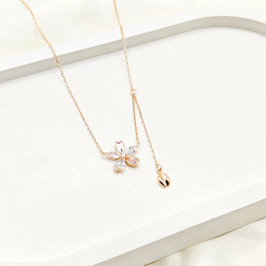 Flower Rosegold Plated Necklace 925 Silver