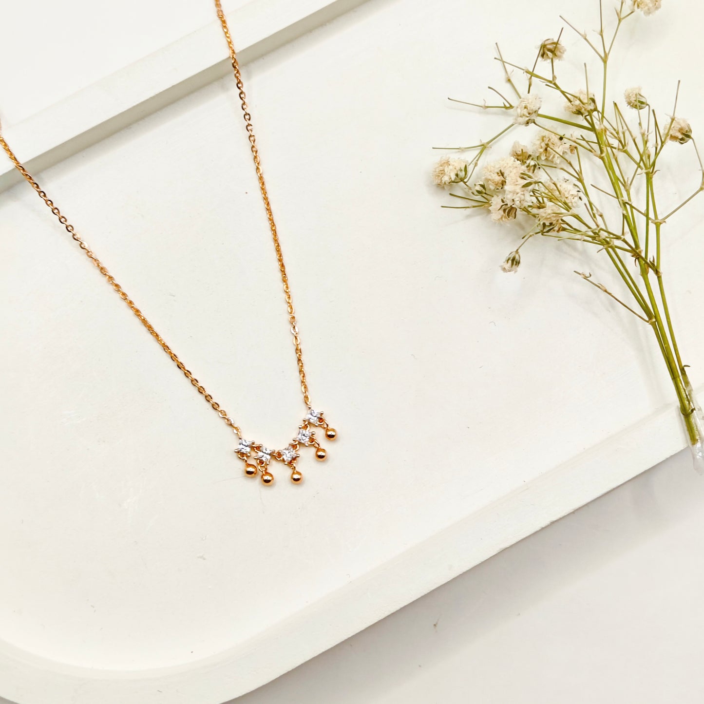 Mauve Rosegold Plated Necklace 925 Silver