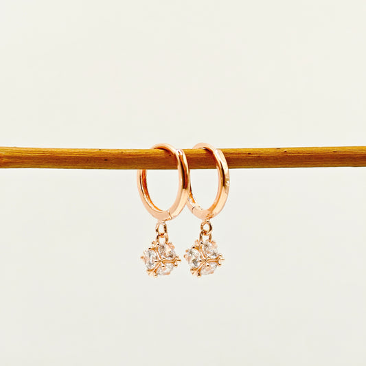 Crysta Charm Rosegold Plated Hoop Earrings 925 Silver