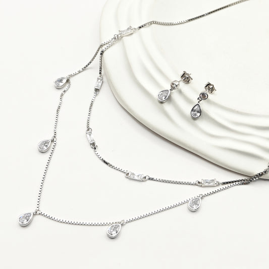 Marquise Layered Jewellery Set 925 Silver