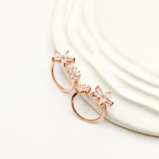 Flower Rosegold Plated Toering 925 Silver