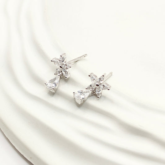 Flower Droplet Earrings 925 Silver