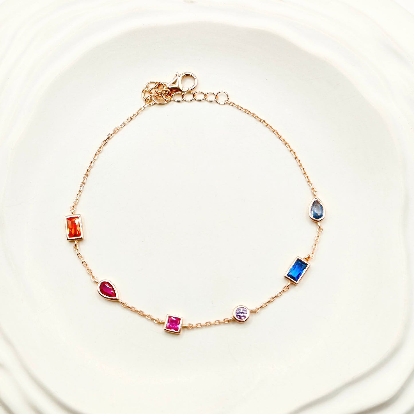 Rainbow Bracelet Rosegold Plated 925 Silver