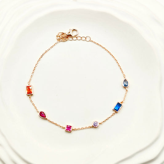 Rainbow Bracelet Rosegold Plated 925 Silver