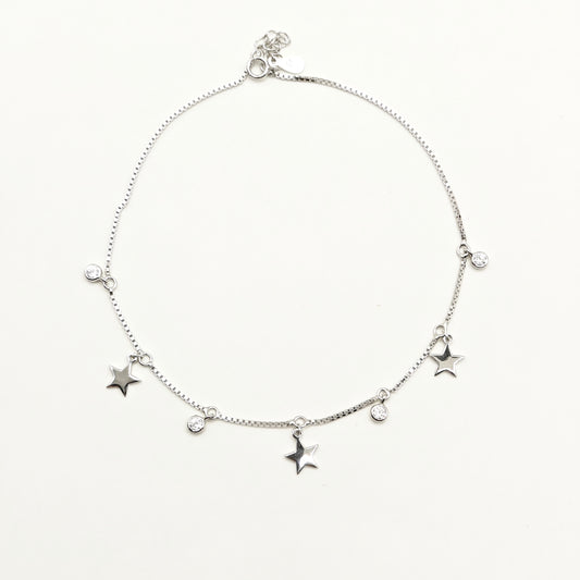 Star Charm Anklet 925 Silver