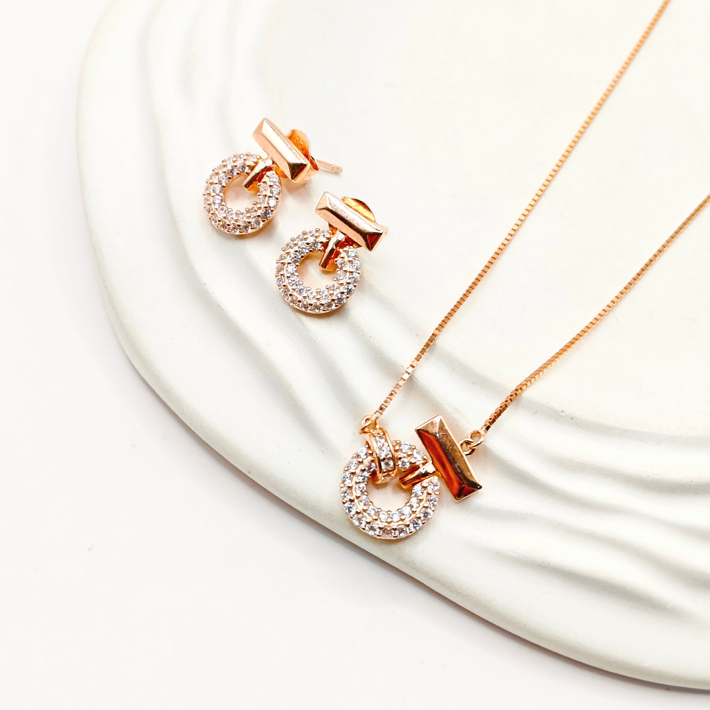 Moi Rosegold Plated Jewellery Set 925 Silver
