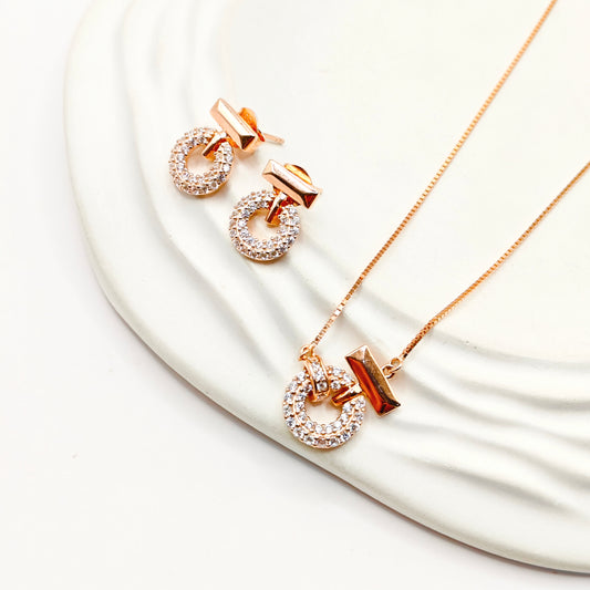 Moi Rosegold Plated Jewellery Set 925 Silver