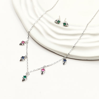 Drop Charm Jewellery Set 925 Silver