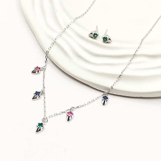 Drop Charm Jewellery Set 925 Silver