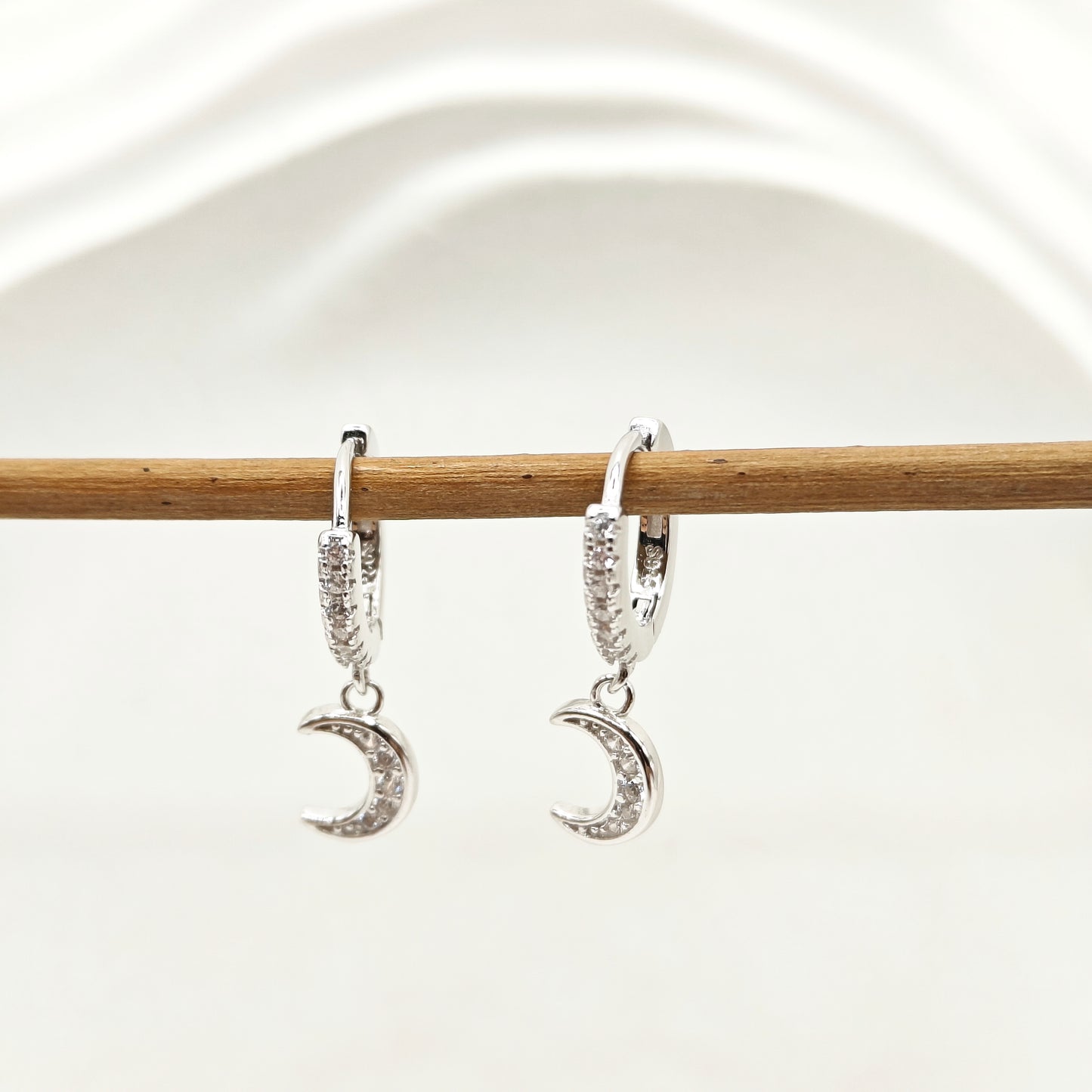 Moon Charm Earrings 925 Silver