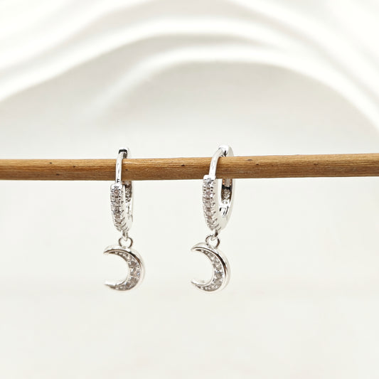 Moon Charm Earrings 925 Silver