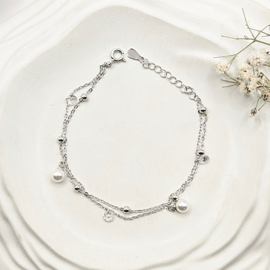 Pearl Layered Bracelet 925 Silver