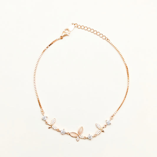 Butterfly Rosegold Plated Anklet 925 Silver