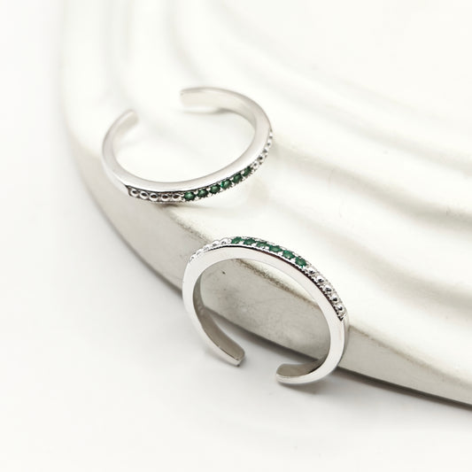 Green Classic Diamond Toering 925 Silver
